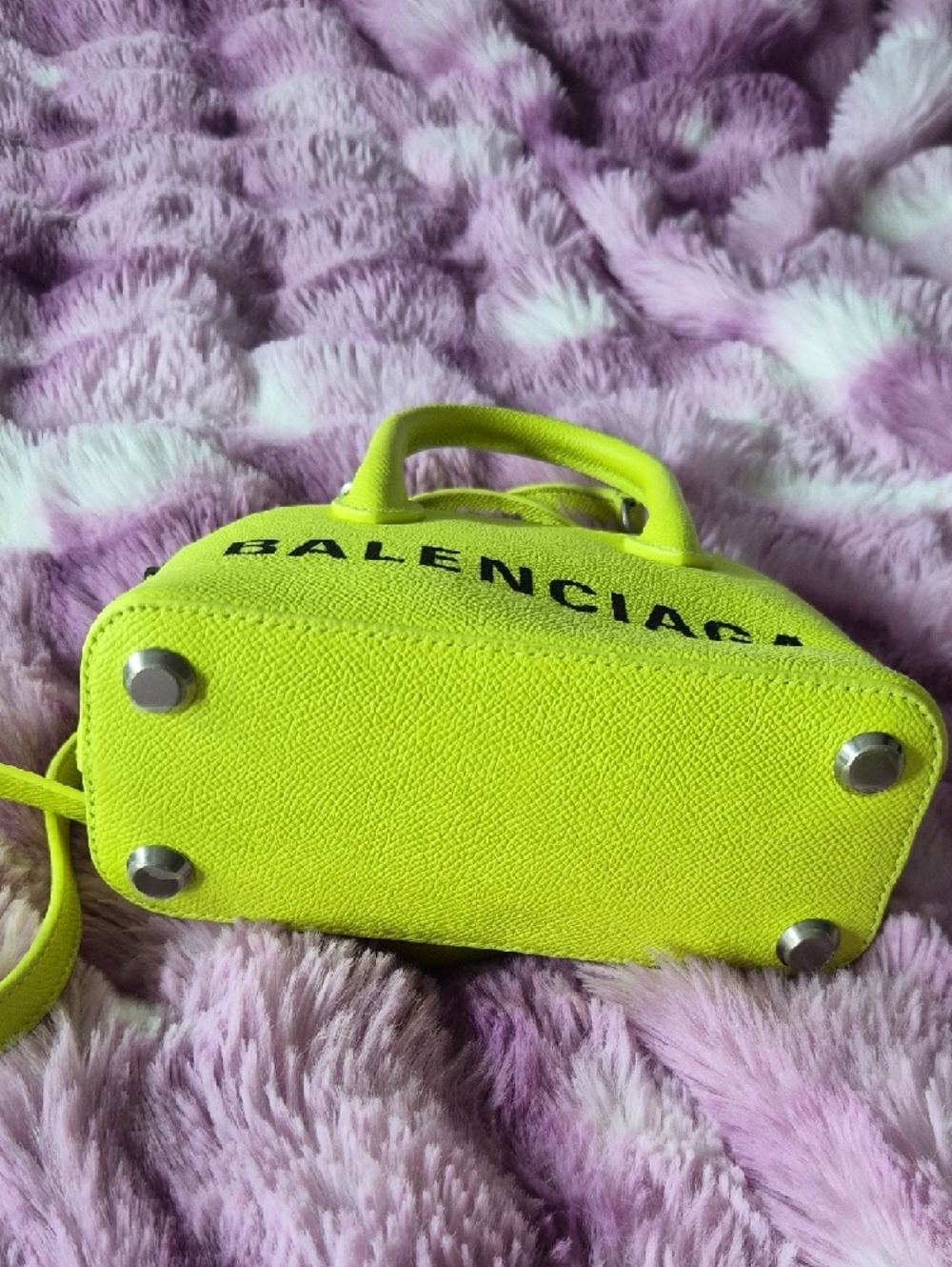 Balenciaga Neon Yellow Mini Leather Top-Handle Bag - Picture 4 of 4